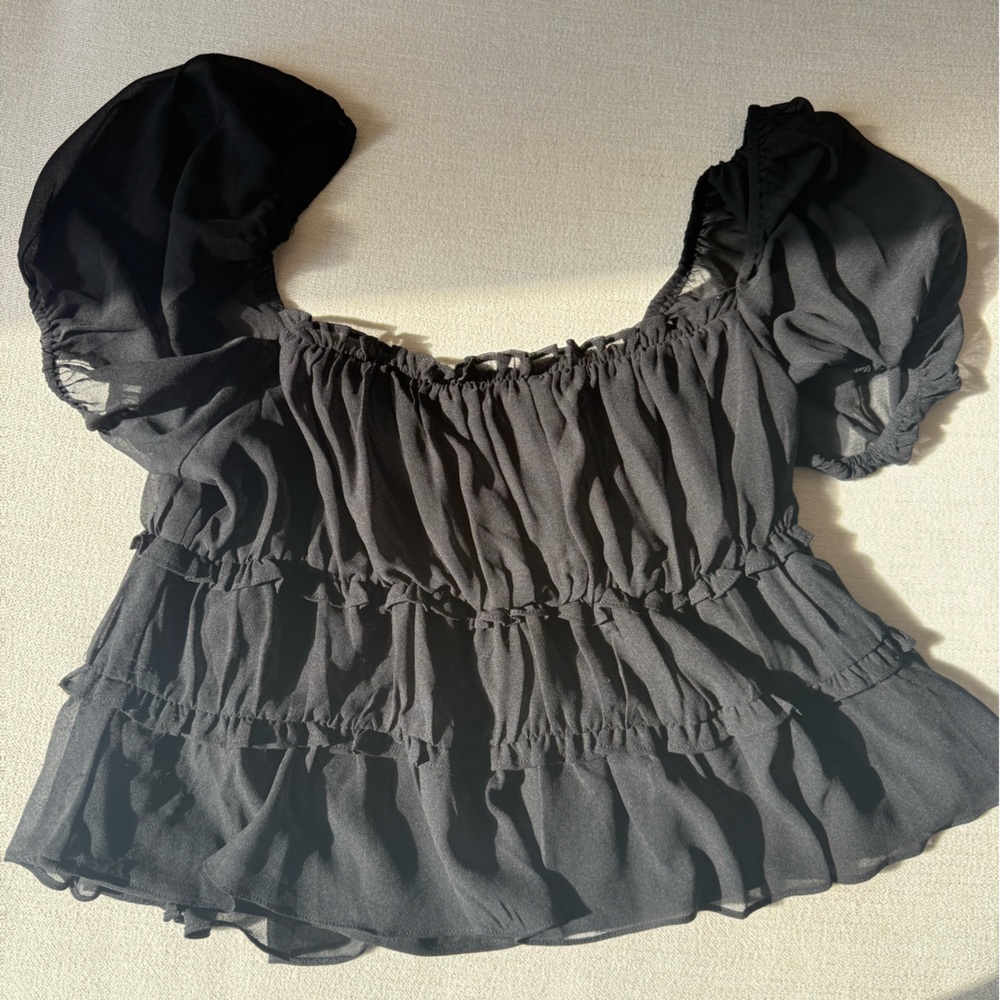 Astr Black Ruched Strapless Top